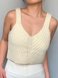 Sweetheart Neck Cable Knit Top