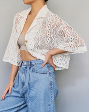 Load image into Gallery viewer, Lace Short Sleeve Cropped Cardigan