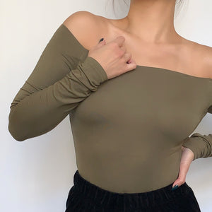 Off-shoulder Long Sleeve Top