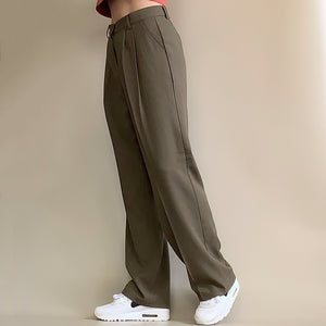 Wide-leg Pants in Khaki Green