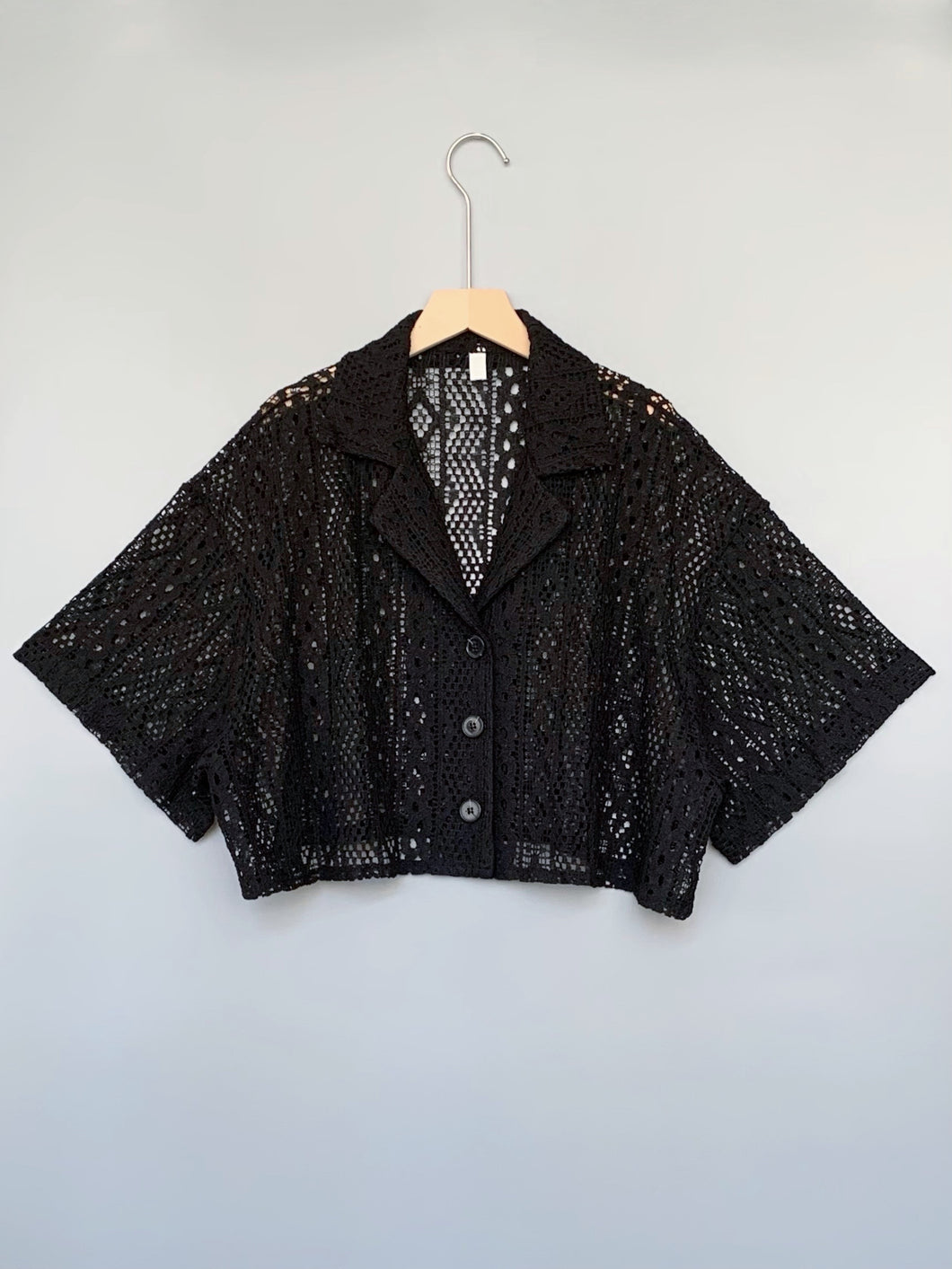 Lace Short Sleeve Cropped Cardigan