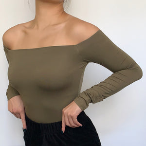 Off-shoulder Long Sleeve Top