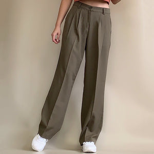 Wide-leg Pants in Khaki Green
