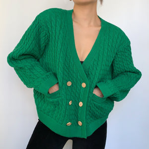 Double-breasted Cable Knit Cardigan