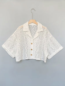 Lace Short Sleeve Cropped Cardigan