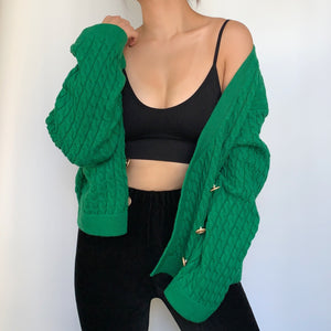 Double-breasted Cable Knit Cardigan